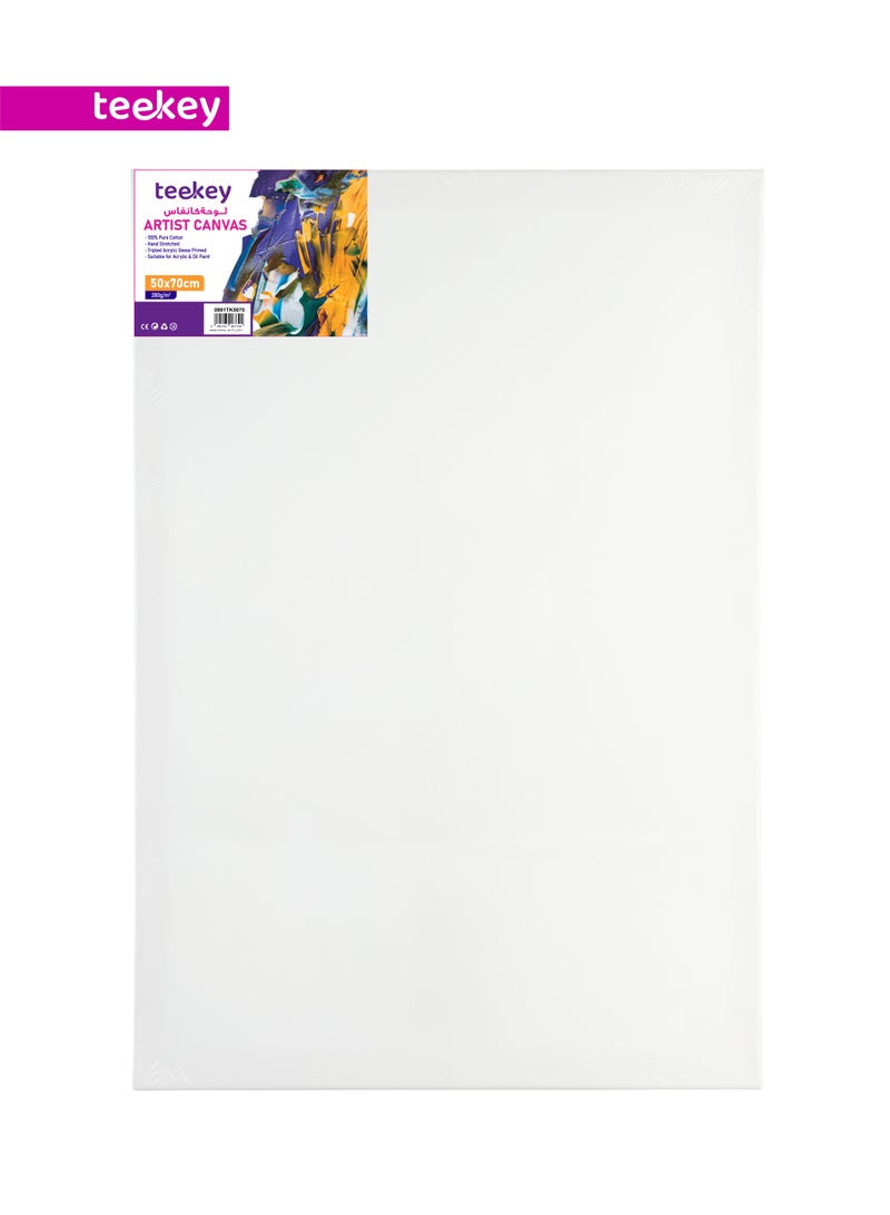 لوحة كانفاس للرسم 50×70 سم قطن خالص 280 جم تجهيز ثلاثي للأكريليك والزيت - Image 1